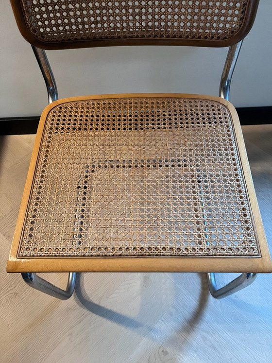 Chaise Cesca Vintage B32 (Marcel Breuer), Made in Italy -, Chaises de salle à manger, Chrome, Osier, Marron (photo 2 sur 6)
