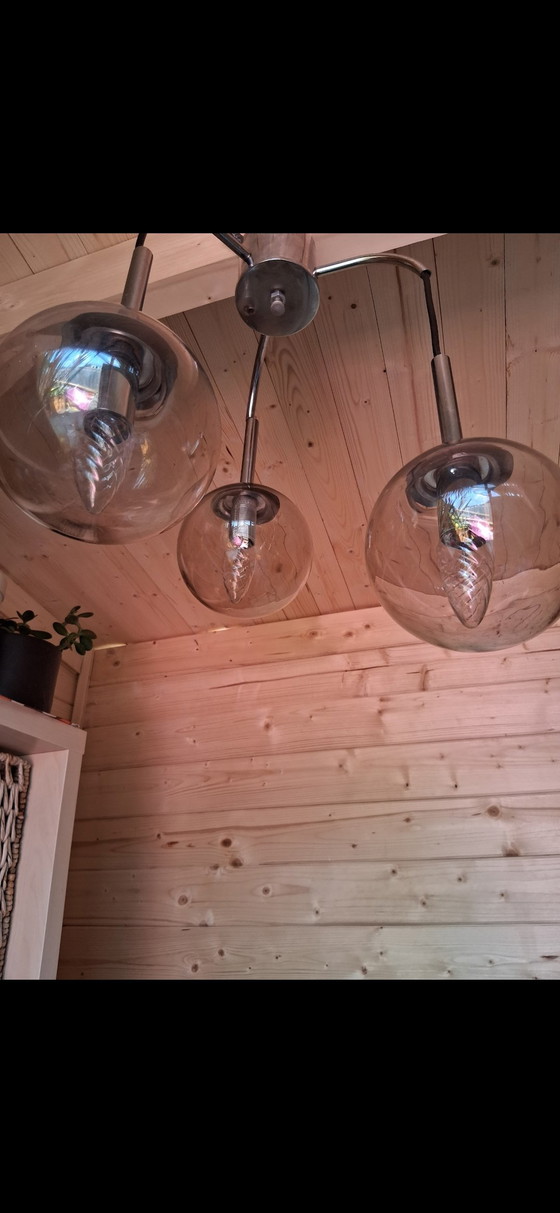 Image 1 of Cascade lamp, jaren 60,70 rookglas