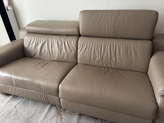Himolla Genuine Leather Sofa, Electrically Adjustable, Taupe (photo 2 of 8)