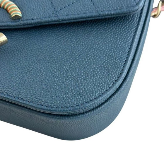 Image 1 of Chanel Coco Curve Cuba - Caviar Medium Quilted Dark Blue Gold Hardware Series 23