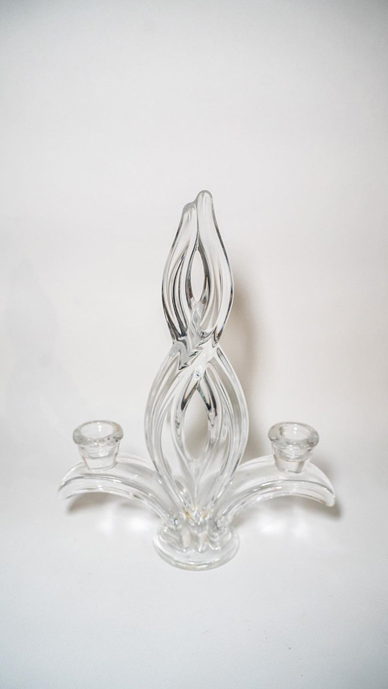 Image 1 of Vintage Vannes crystal candlesticks, 1960s