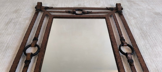 💎✨ Exceptional Jean-Pierre Ryckaert Mirror Iron leather-style, France 1960s ✨💎 – Glass (photo 13 of 20)