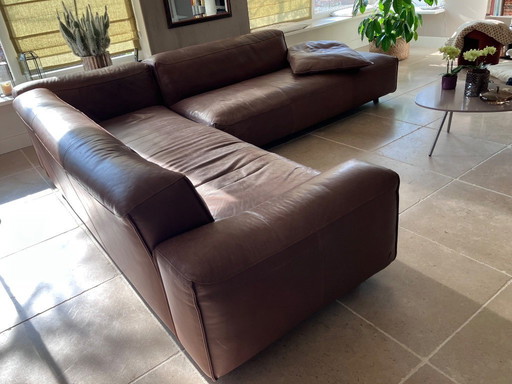 Canapé d'angle Rolf Benz Mio, cuir marron