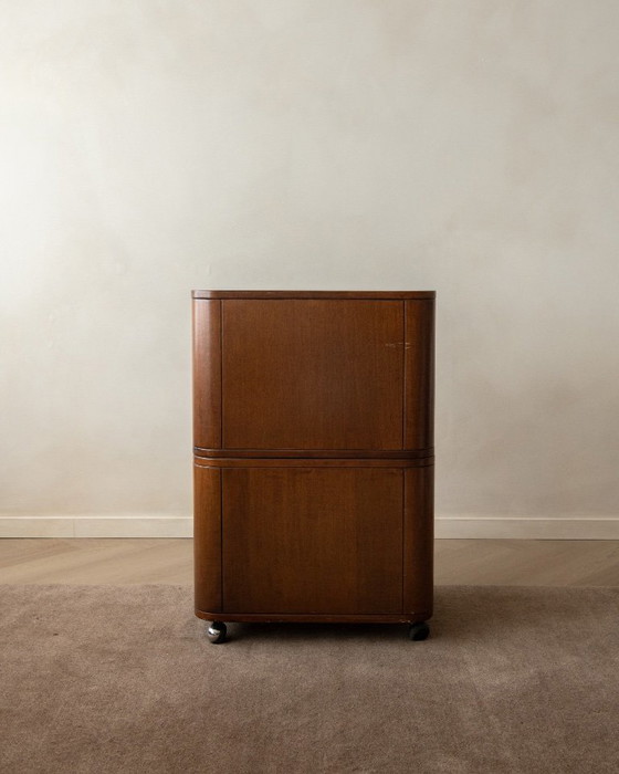 Meuble Art Déco italien en bois avec détails chromés, années 1930 – Armoires de rangement, Wood (photo 5 of 17)