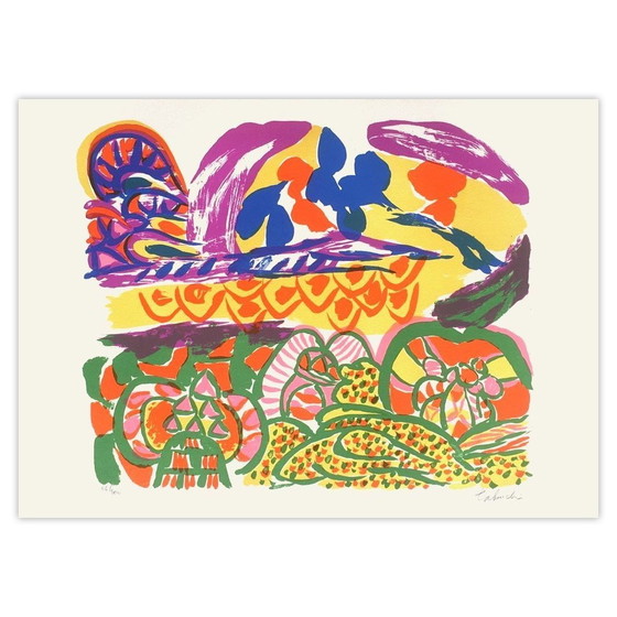 Yasse Tabuchi Lithographie Signée Eté Hilare 1970 – Lithographies et sérigraphies, Paper (photo 4 of 5)