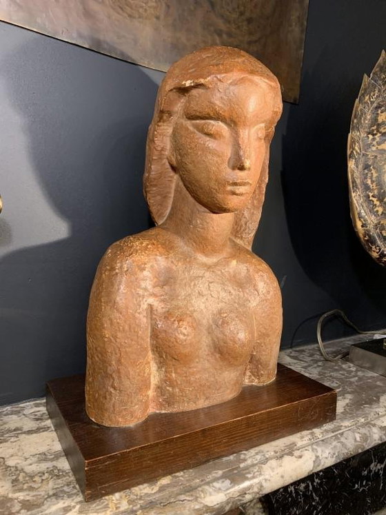 Sculpture Expressionniste Art Déco Buste de Femme Nue par Harry Elstrom, années 1940 – Art Deco (photo 2 of 18)