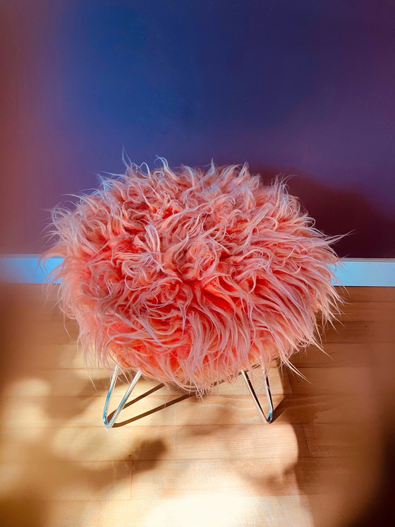 Image 1 of Sgabello a forcina color cremisi soffice