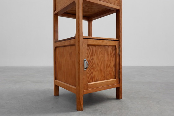 Image 1 of Robust Art Deco nightstand in pine wood, France 1940s