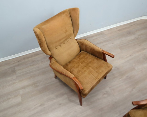 Image 1 of 1950s Camea Italian reclining armchairs dralon velvet, set of 2