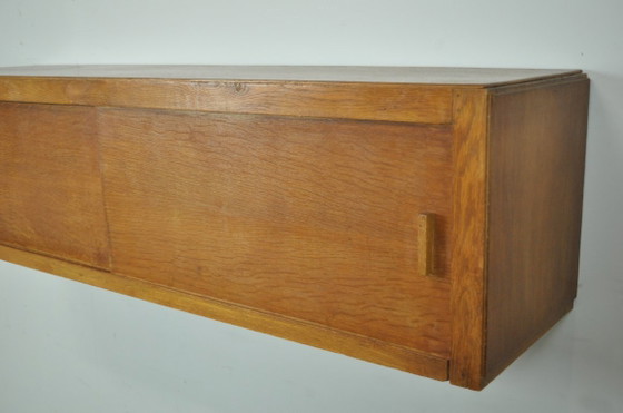 Vintage Mid-Century Wall Cabinet with Sliding Doors, 1960s – Wood (photo 8 of 14)