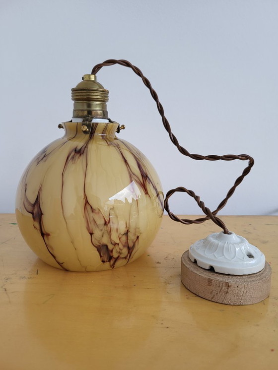 Image 1 of Lampada in vetro opalino Art déco, Verreries de Scailmont, Henri Heemskerk, Belgio