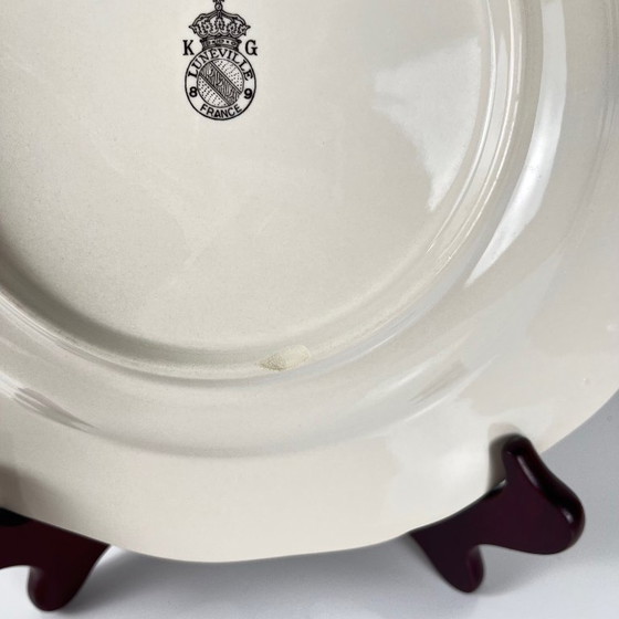 Image 1 of Set de 4 assiettes plates + 1 saladier Luneville Reverbere Yvonne