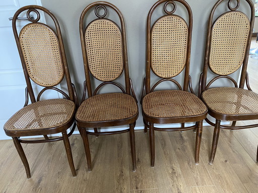 4 vintage Lange Jan webbing chairs