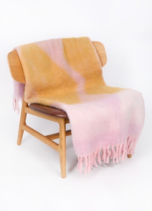 Image 1 of Plaid Zapotec soft lilac recycled throw from Malagoon