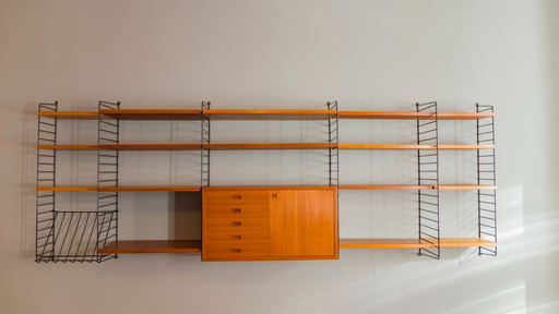  Modulares Wandregal aus Teakholz von Nils Strinning für String, 1960er Jahre