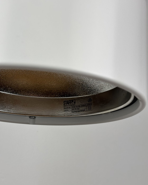 Image 1 of Staff Leuchten Arnold Berges Duo Matte white Vintage Pendant Lamp, Space Age, 70s, Mid Century, Industrial design, Germany 1970s