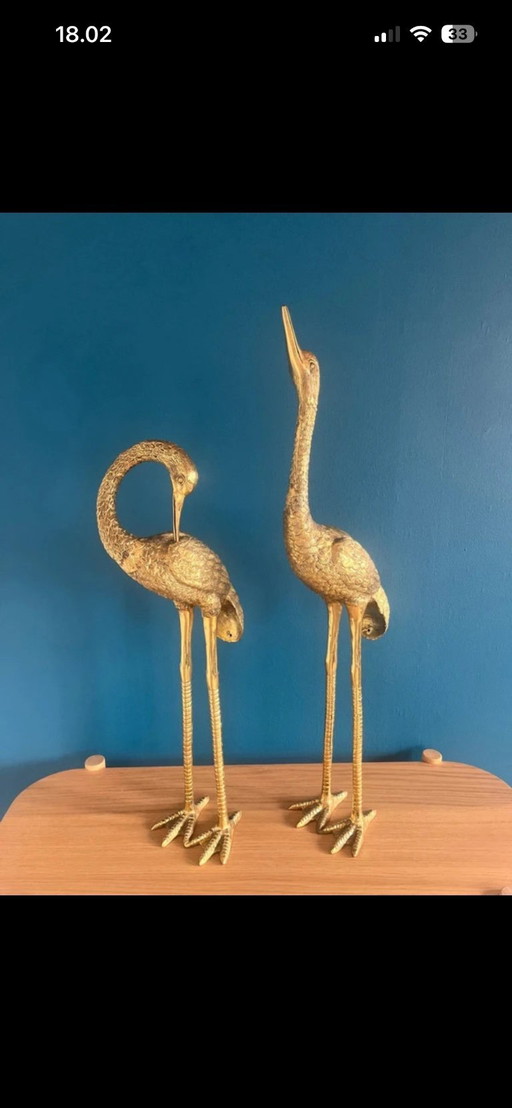 Grues/hérons vintage en laiton