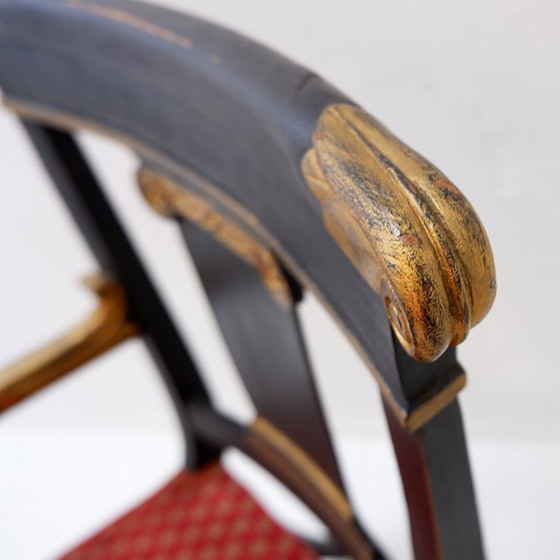 Image 1 of Fauteuil Empire noir et or - XIXe siècle