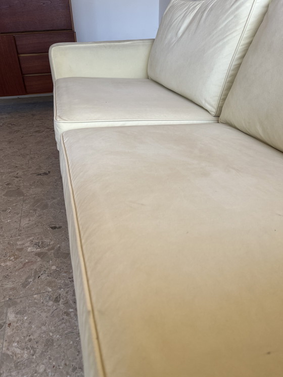 Image 1 of 1x Originele "COR Conseta F.W. Möller 1964" 3-zitsbank met chromen sledeonderstel en velours bekleding!!