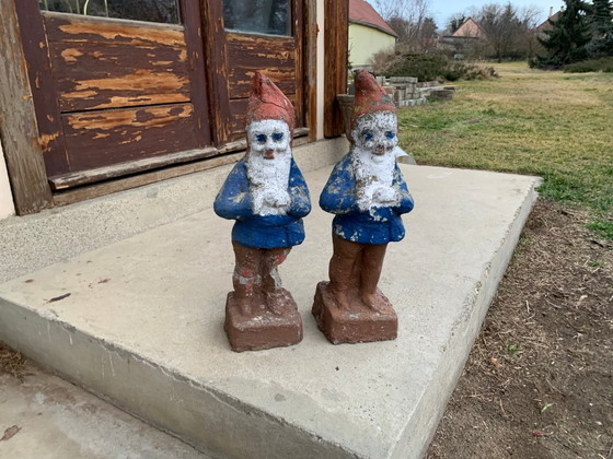 Garden Cement Dwarf Sculptures, Set of 2 (photo 2 of 4)