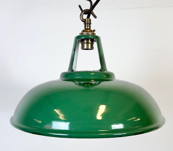 Image 1 of Industrial Green Enamel Factory Pendant Lamp, 1960s