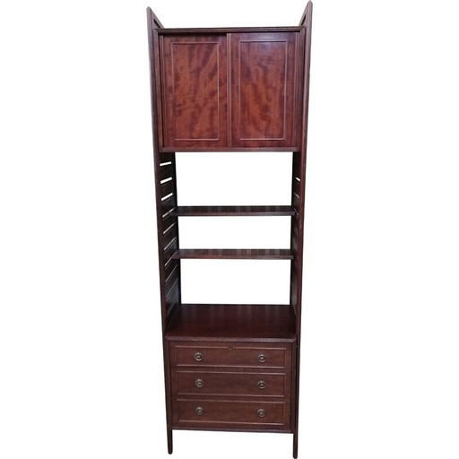 Libreria vintage in mogano con 3 cassetti