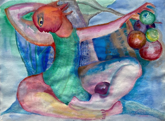 Image 1 of Tableau expressionniste et érotique de N.Boéri Véfour. France années 2000