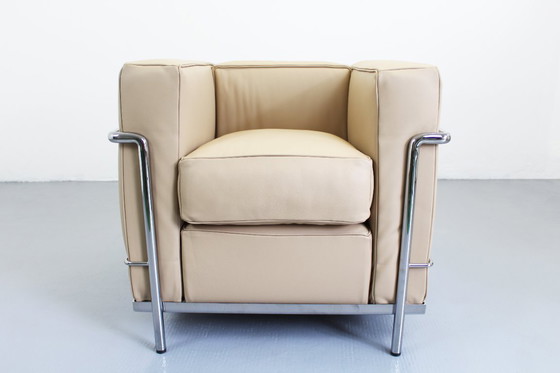 Image 1 of Lc2 Chair Le Corbusier Beige Leather Cassina, Charlotte Perriand Seats
