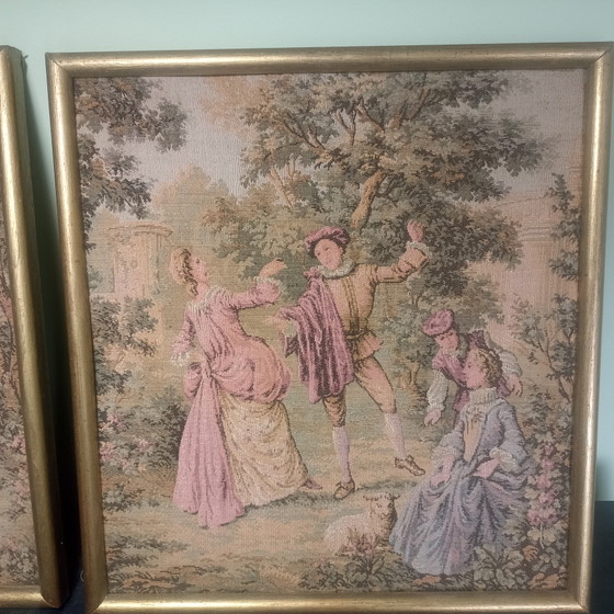 Magnifique triptyque complet de panneaux muraux vintage Gobelins (F. Boucher) – Ensemble de 3 (photo 2 of 7)