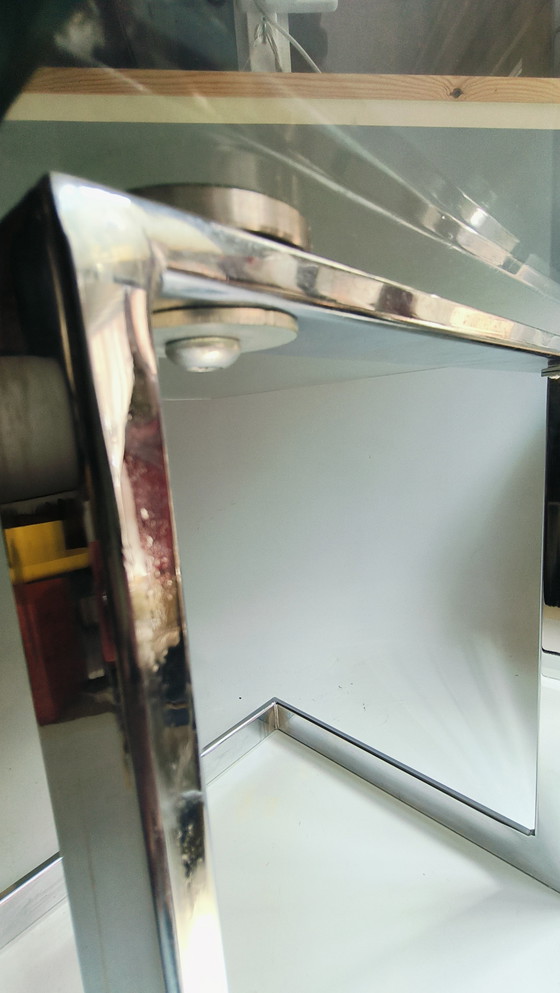 Image 1 of Table d'appoint moderne en verre Gerba verre chromé