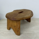 Brutalist Solid Wood Side Table/Stool, 1970s