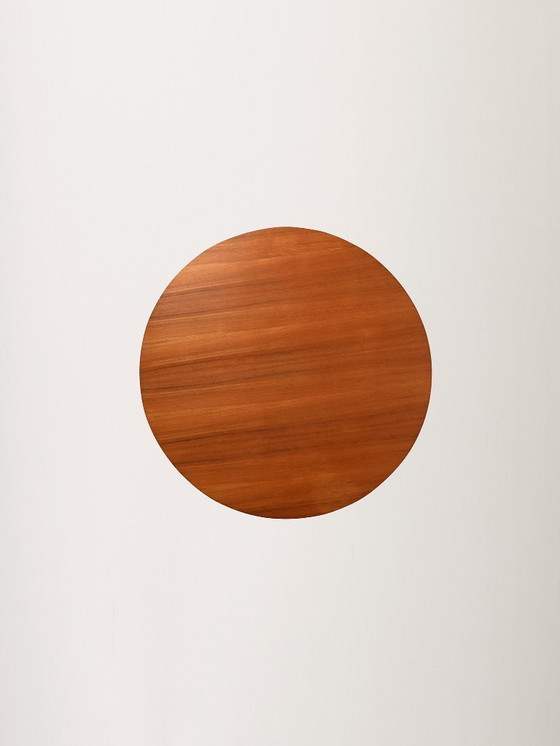 Image 1 of Round Scandinavian teak table with metal base