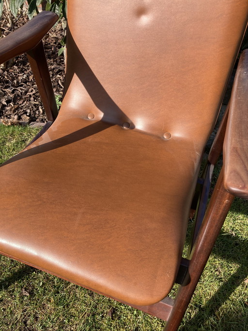 Van Teeffelen-Sessel mit cognacfarbener Kunstlederpolsterung