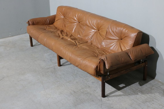 Image 1 of MP13 Sofa aus Leder und Palisanderholz von Percival Lafer, 1970er Jahre