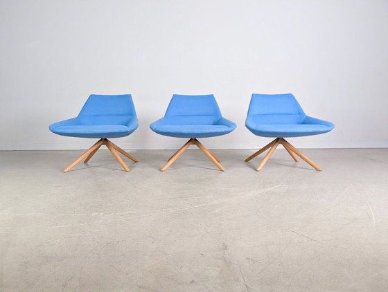 Image 1 of Set of 3 Inclass armchairs Pillet Dunas XL blue office lounge chair