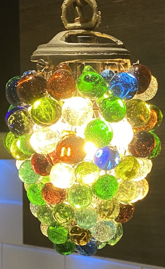 Image 1 of vintage grape bunch pendant lamp made of glass