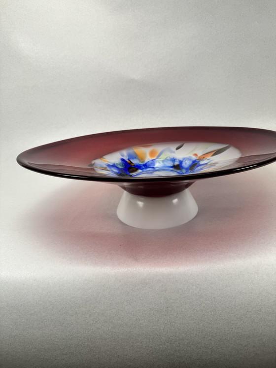 Image 1 of Bol en verre unique fait à la main dans un atelier - rouge rubis avec noyau coloré (45 cm)