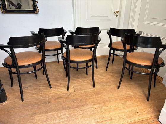 6x black Thonet style Armchairs with leather seat – Wood (photo 4 of 17)