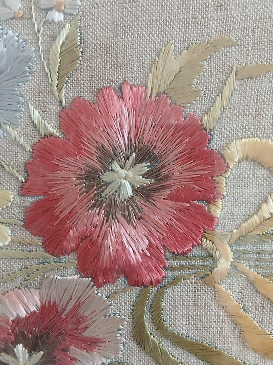 Image 1 of Mcm needlepoint wall art, bouquet of wildflowers
