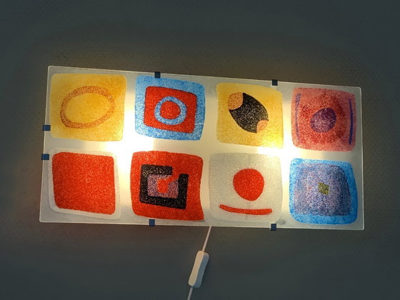 Image 1 of Lampada da parete vintage IKEA GYLLEN con pannello in vetro, anni '90