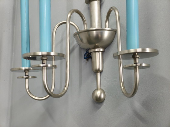 Image 1 of Art Deco Chandelier with Matching Sconces, Czechoslovakia 1930s