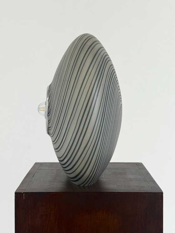 Image 1 of Italian vintage glass table lamp in shades of gray with swirl pattern