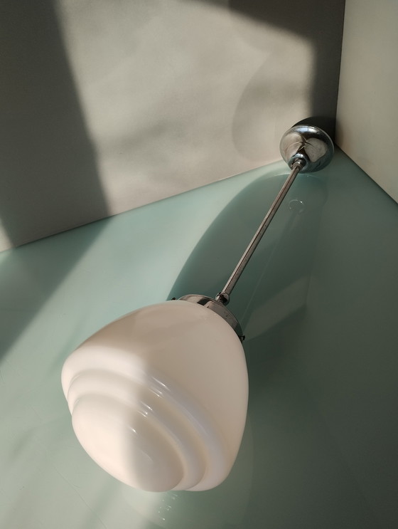 Image 1 of GISO - Ceiling Lamp - Opaline Glass - Art Deco School Lamp Netherlands - Art Deco - 1930-1940