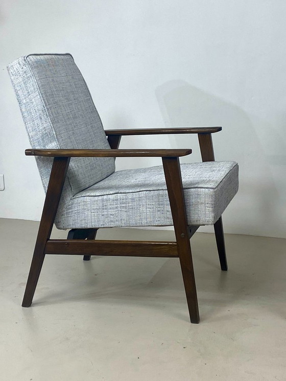 Image 1 of Zwei Henryk Lis 300-190 Sessel, 1970er Jahre, melierter graublauer Stoff. Ref.: Patty