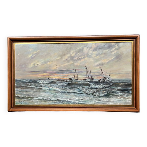 A. Claessens. Seascape. Large format. – schilderijen tekeningen, Canvas