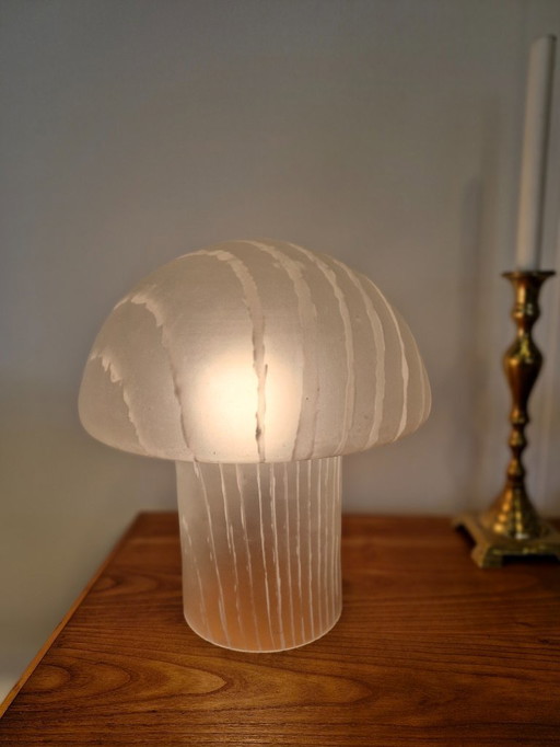 Mushroom Table Lamp Glass White 1970s