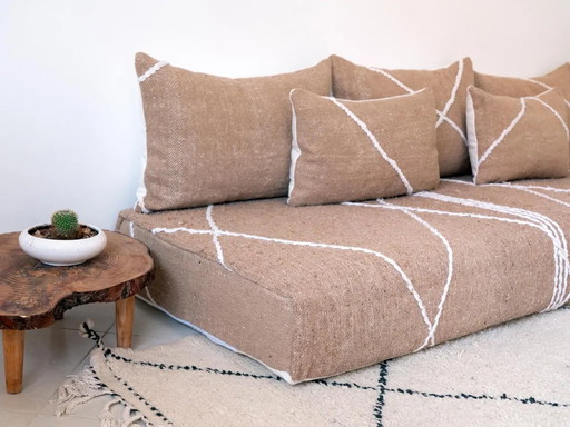 Couvre-sol en coton marocain beige