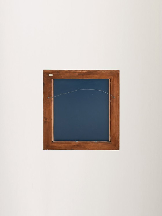 Image 1 of Scandinavian Mirror with light-blue leaded-glass frame