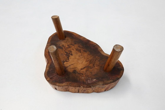 Image 1 of Mesa baja rústica de madera con trípode, Bélgica ca. 1900