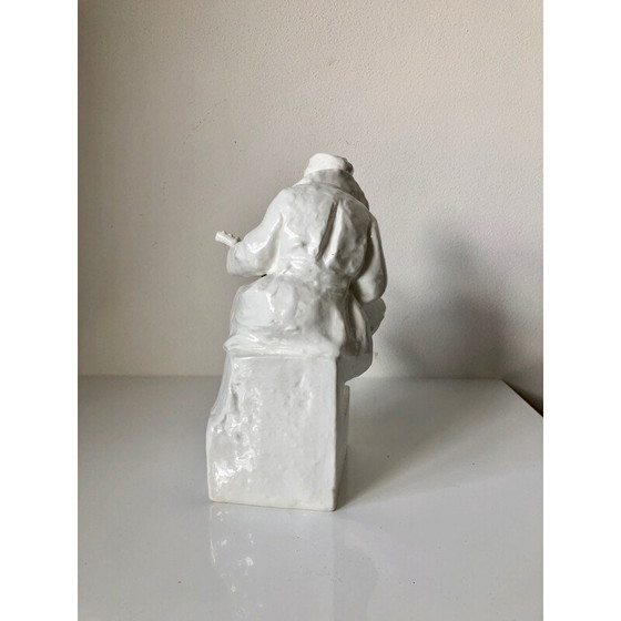 Image 1 of Vintage porcelain man playing art deco lute with lute, Czechoslovakia 1940